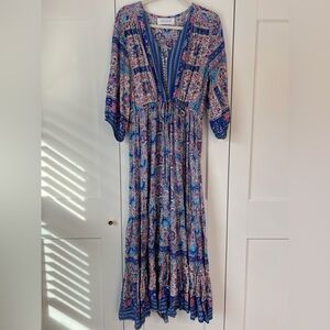 Printed floral maxi dress with sleeves by walker & wade